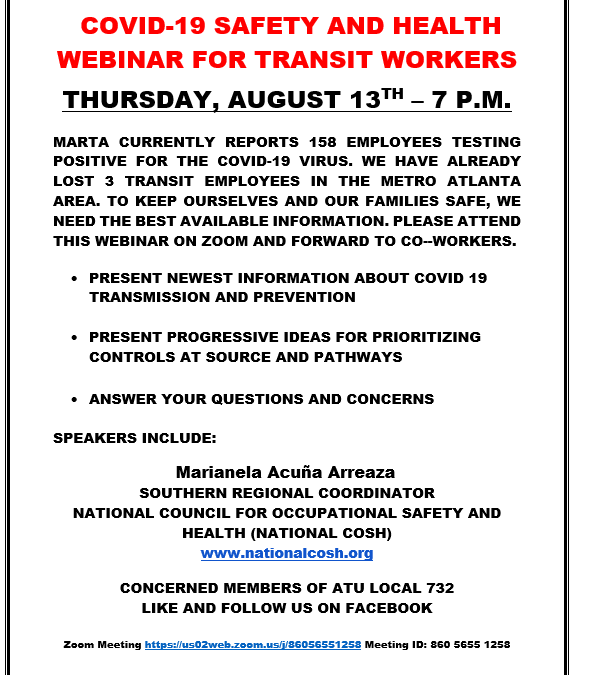 COVID-19 Safety & Health Webinar for Transit Workers